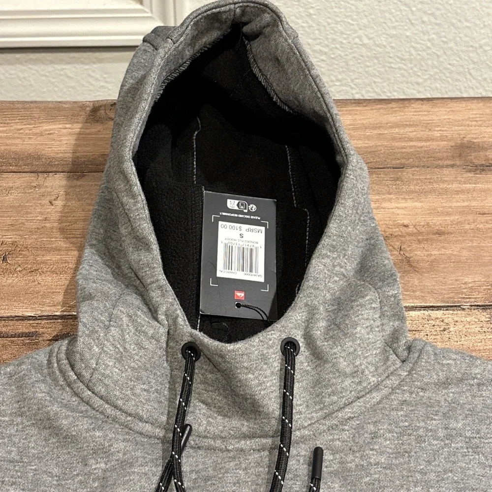 Quiksilver DryFlight Bonded‎ Fleece Hoodie Men's Small Heather Gray Pockets New